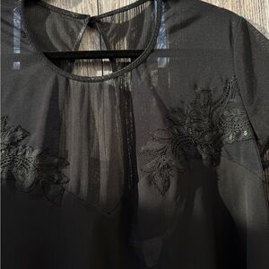 Vintage Black Lace Sheer Nightgown Mini Dress